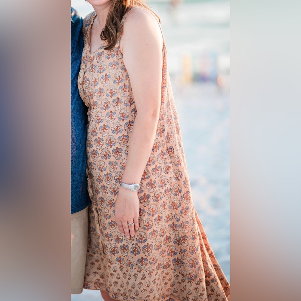 Floral Sleeveless Dress in Tan and Brown